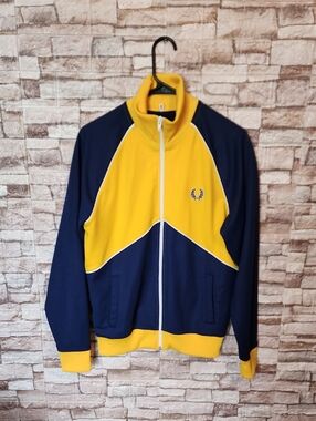 Fred Perry Sportswear Full Zip Dark Blue & Yellow Swestshirt Jacket